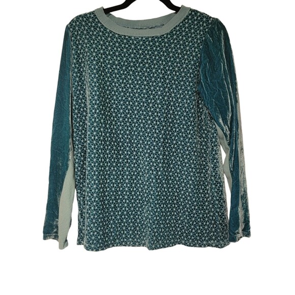 JOHNNY WAS Silk‎ Shirt Blouse Embroidered SIze SMALL Aqua Turquoise